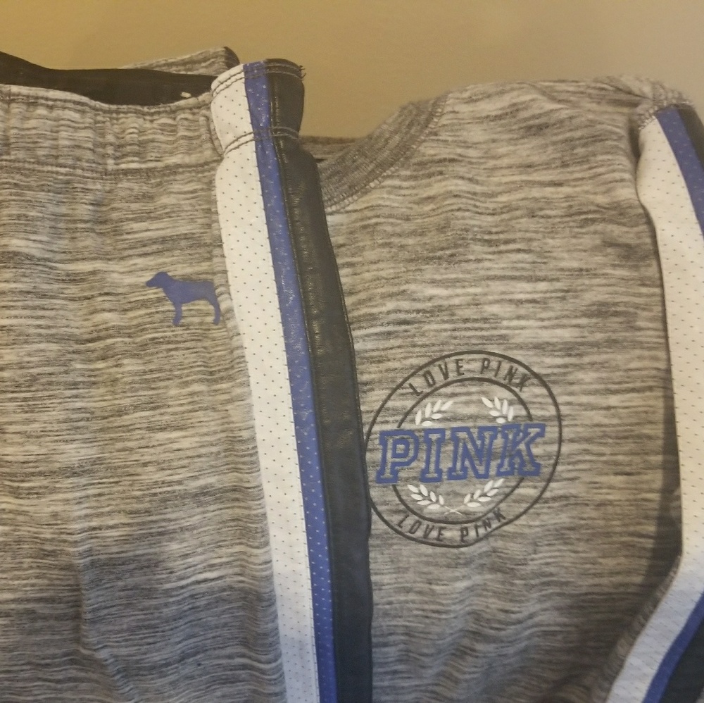 Victoria's  Secret Pink, sweater set grey, leather